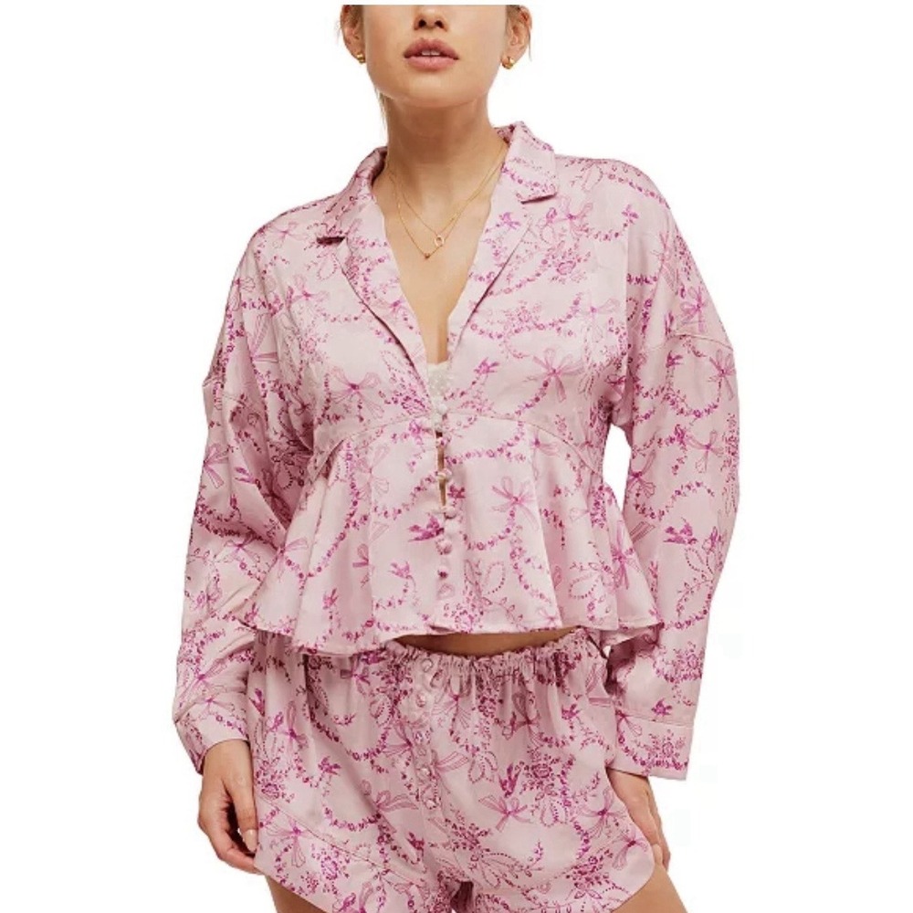 Free People Intimately Beauty Sleep Rose Pink Lounge Set S A4-0011